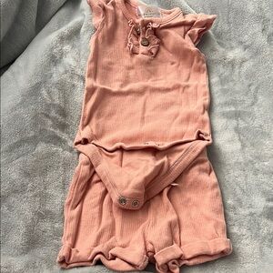 Bon Bebe Pink Ribbed Two-Piece Matching Set